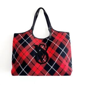 Victoria's Secret Red & Black Buffalo Plaid Large Hobo Bag Shoulder Bag Tote